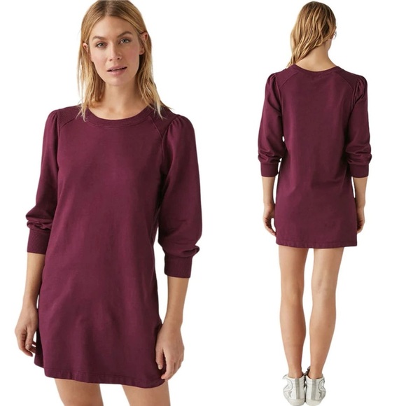 Michael Stars Dresses & Skirts - Michael Stars Veronica Terry Plum Puff Sleeve Dress Women’s Size Large NWT